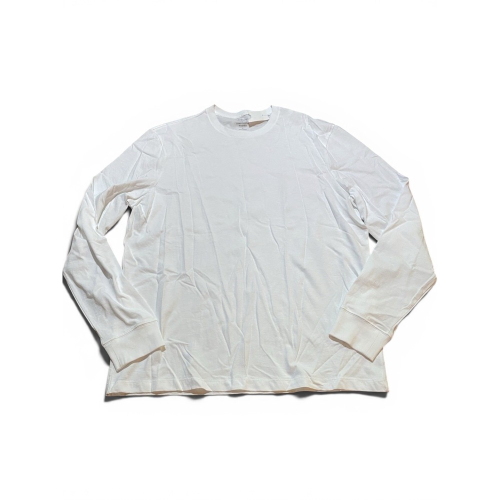 NWT J Crew Factory Men's White Long Sleeve Washed Tee  T-shirt Basic Large